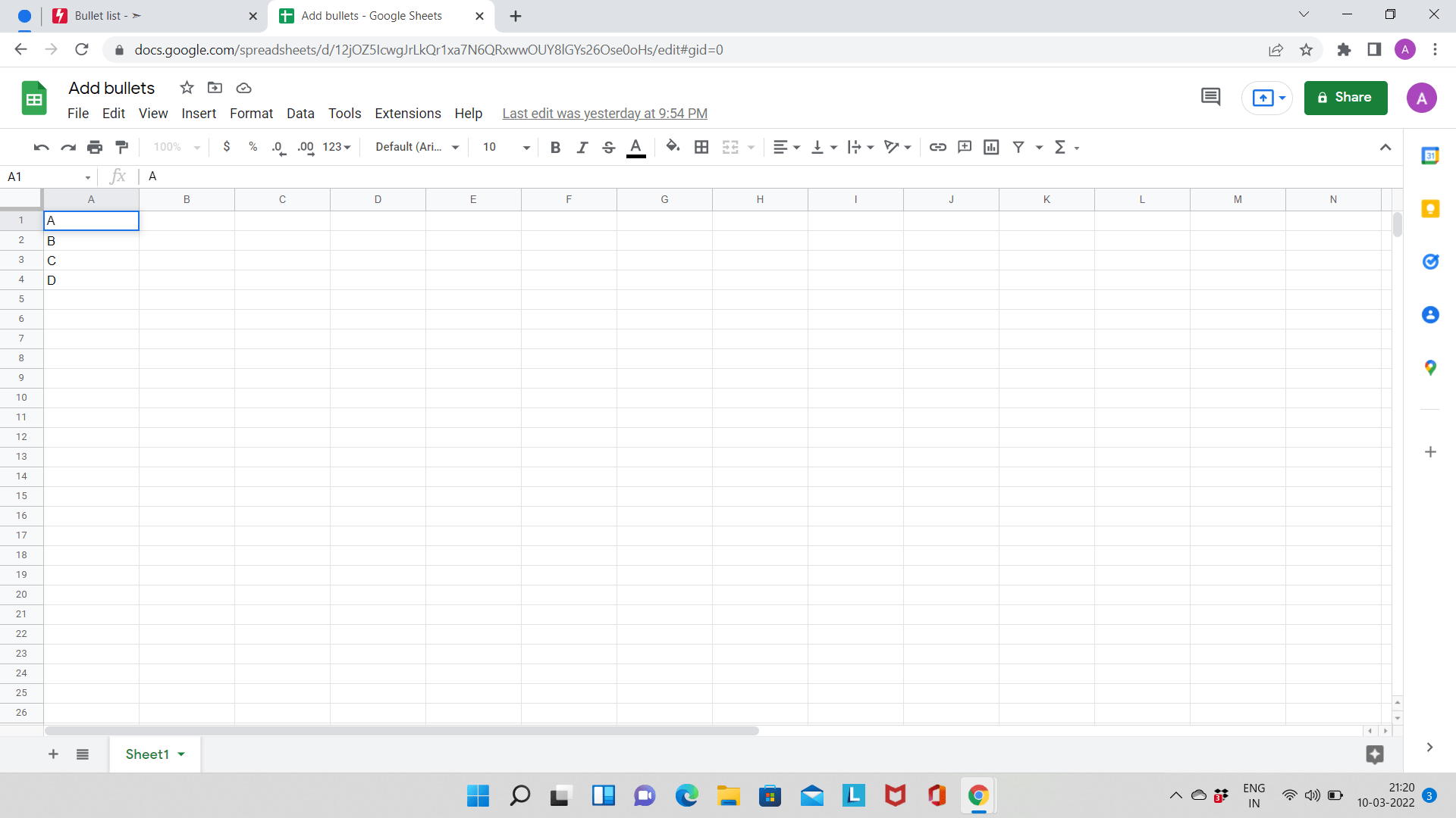 Select Cell Google Sheets