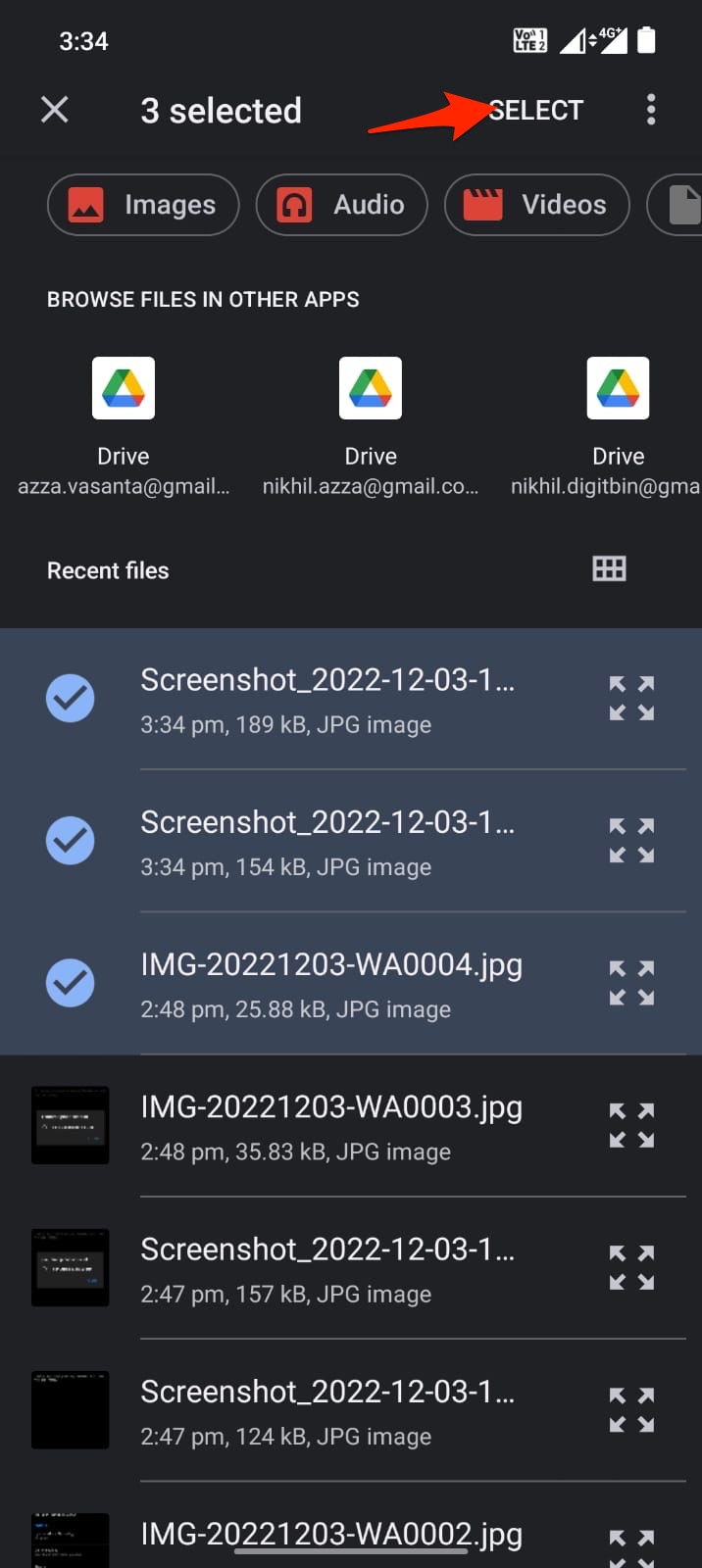 Select Files and Upload