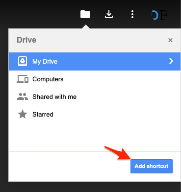 Select Location and Click Add Shortcut