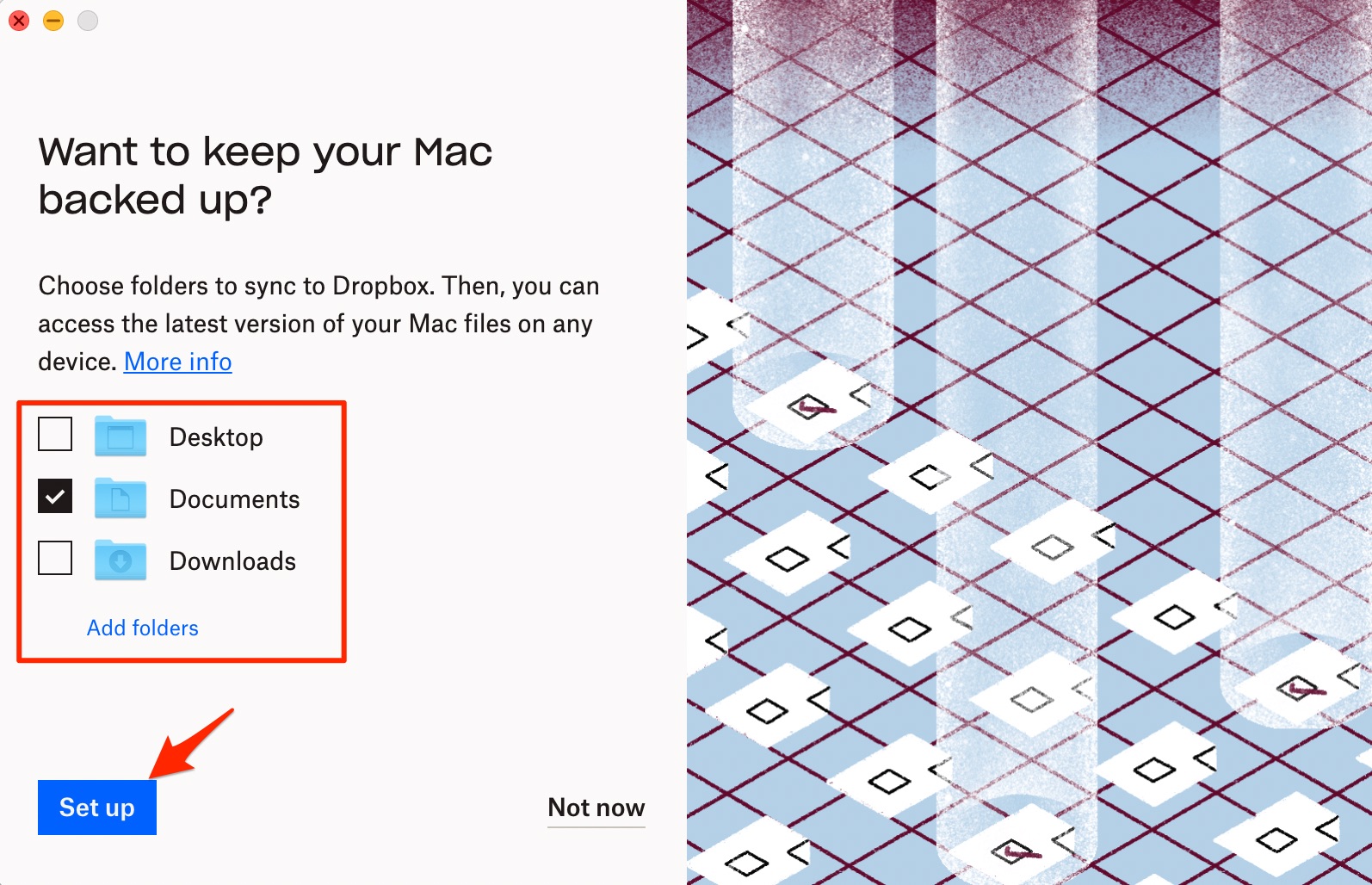 Select MacBook Folder to Upload to Dropbox