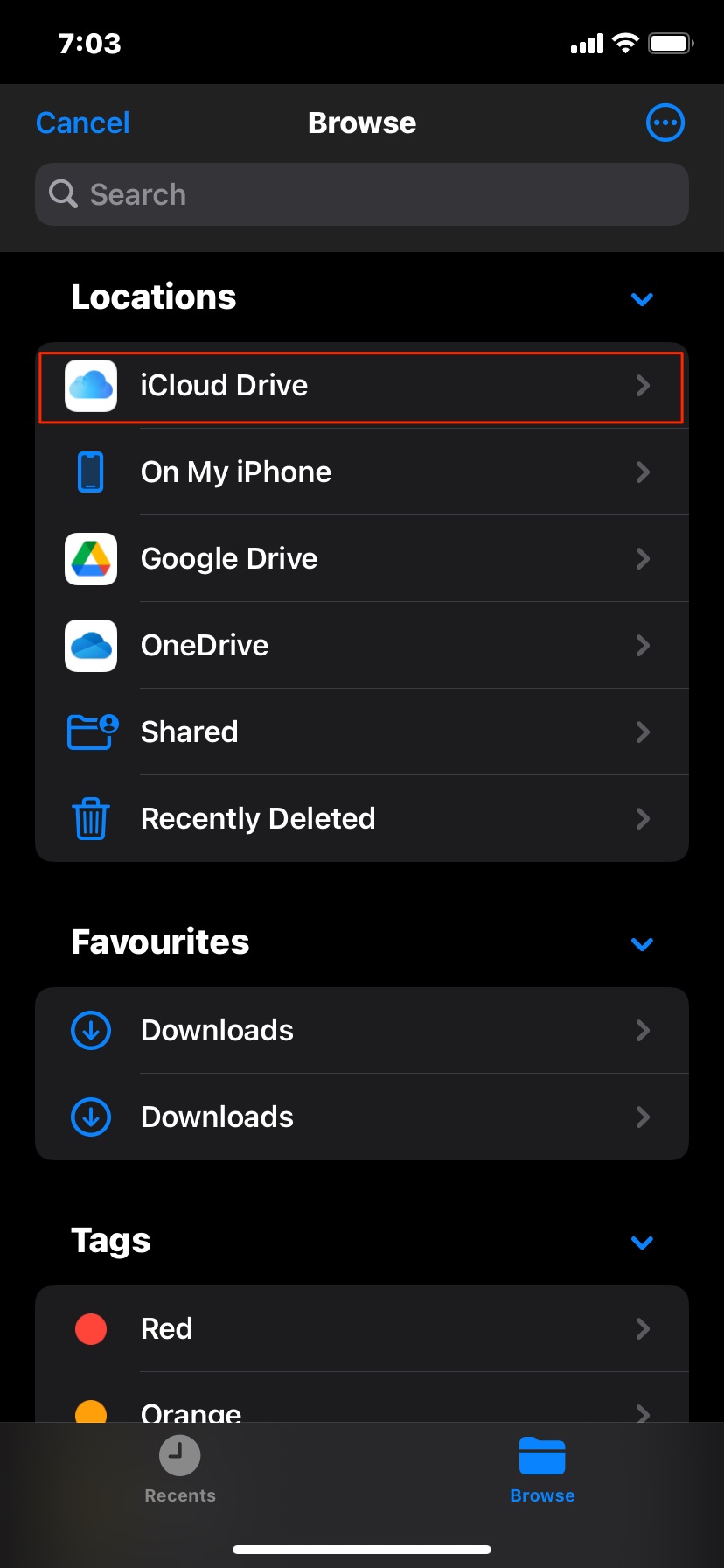 Select_iCloud_Drive_to_select_files