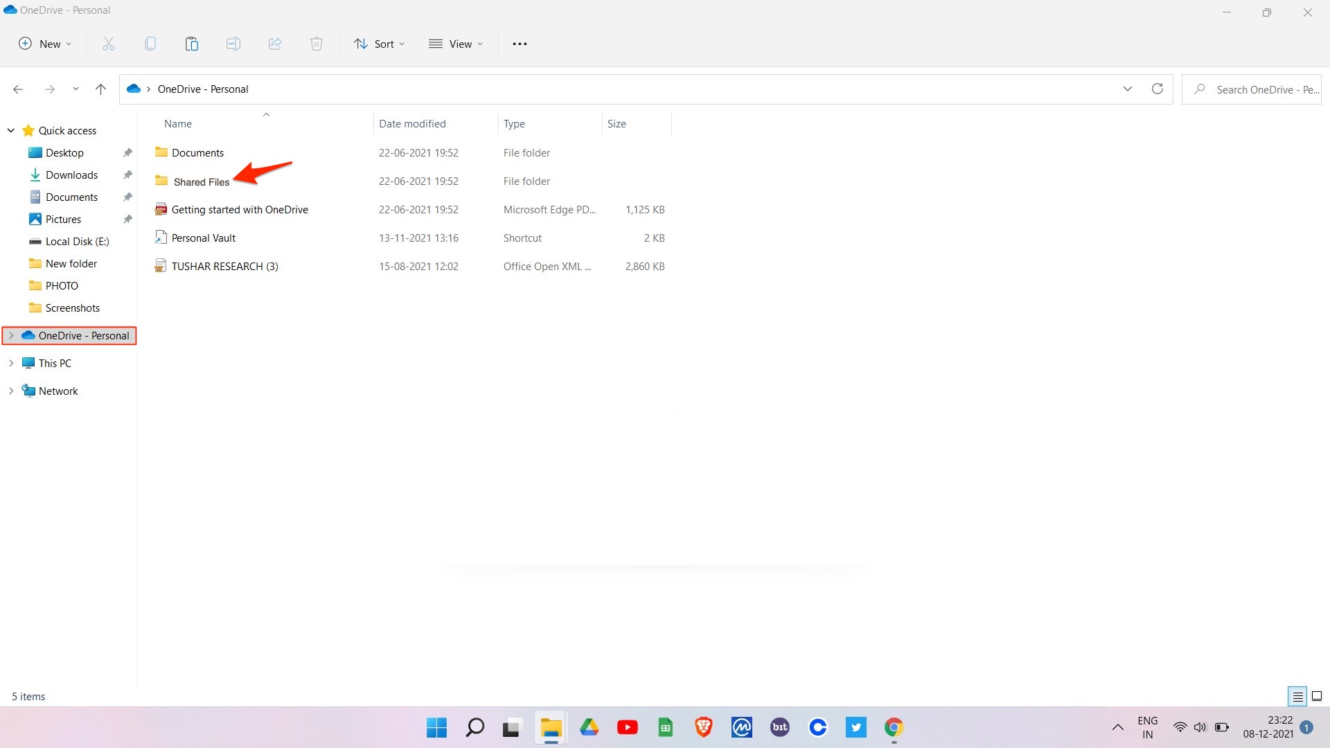Shared Files on OneDrive