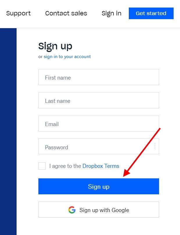 Sign Up to DropBox