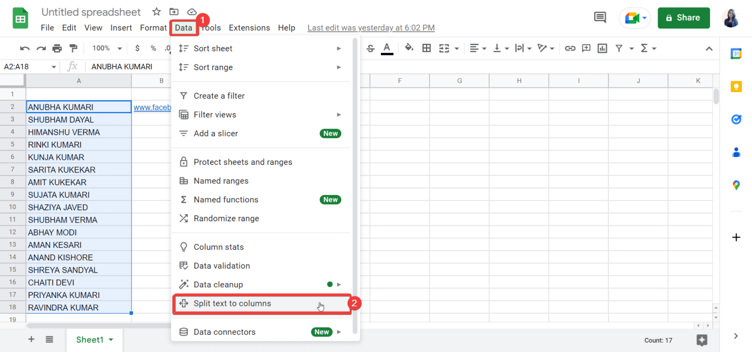 Split Text to Columns in Google Sheets Split Data to Columns