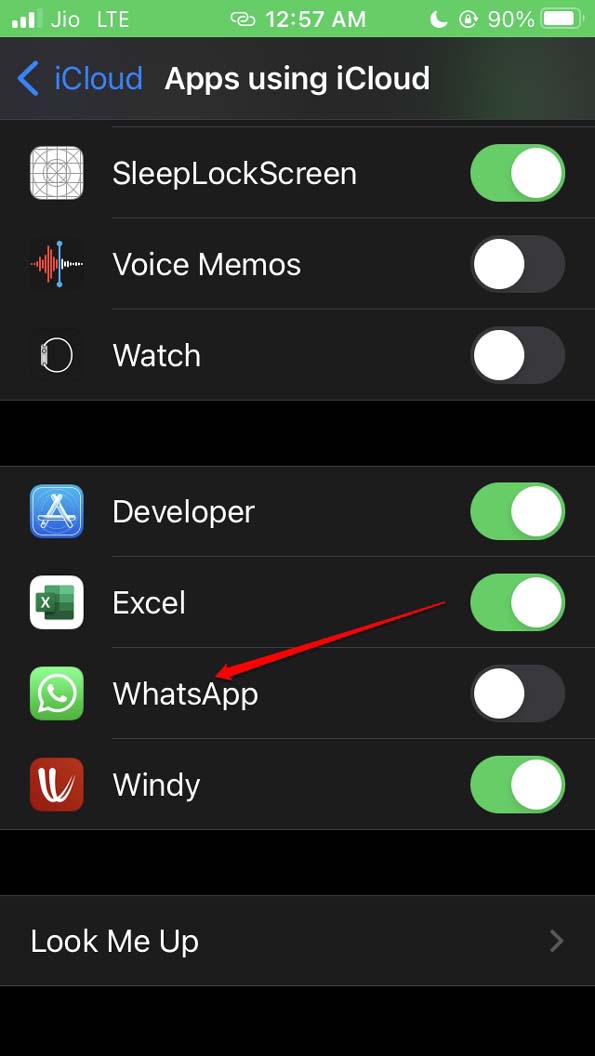 Stop iCloud WhatsApp backup