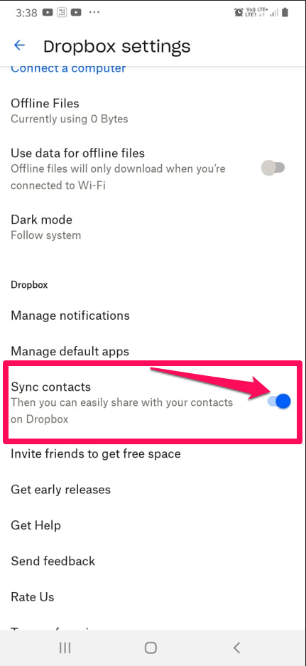 Sync Contacts Dropbox