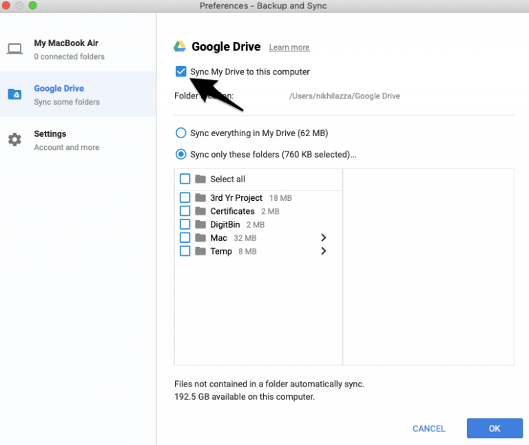 how to access google drive sync on laptop