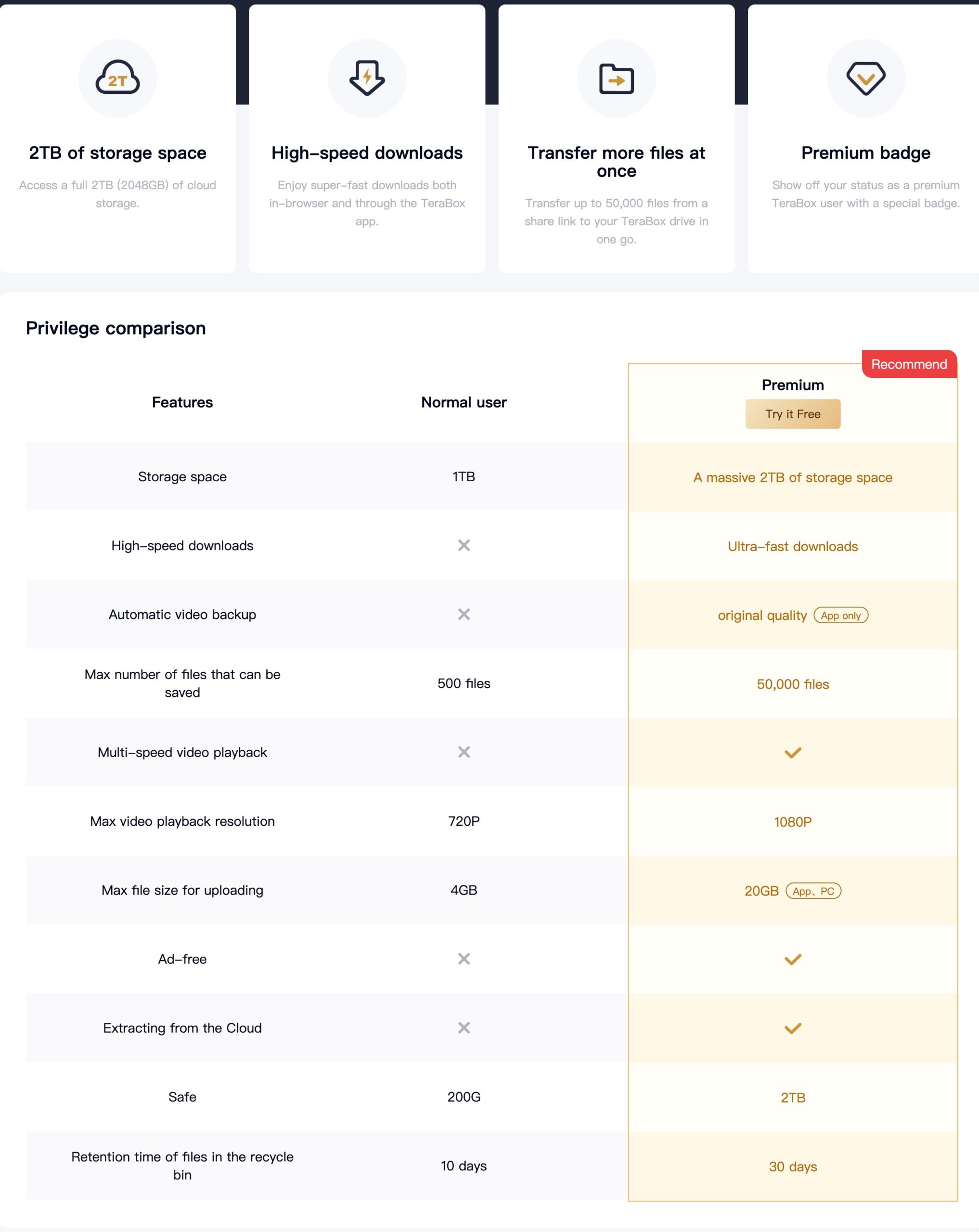 TeraBox Premium Vs Basic