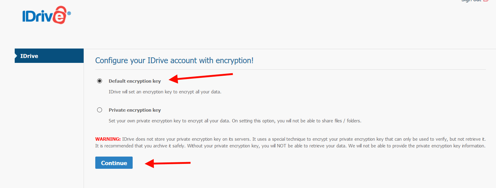 The IDrive Offers Default Encryption