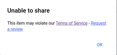 Unable to Share File Google Drive