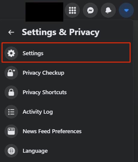 Under Settings & Privacy menu, you need to select Settings