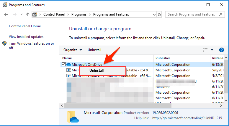 Uninstall Microsoft OneDrive