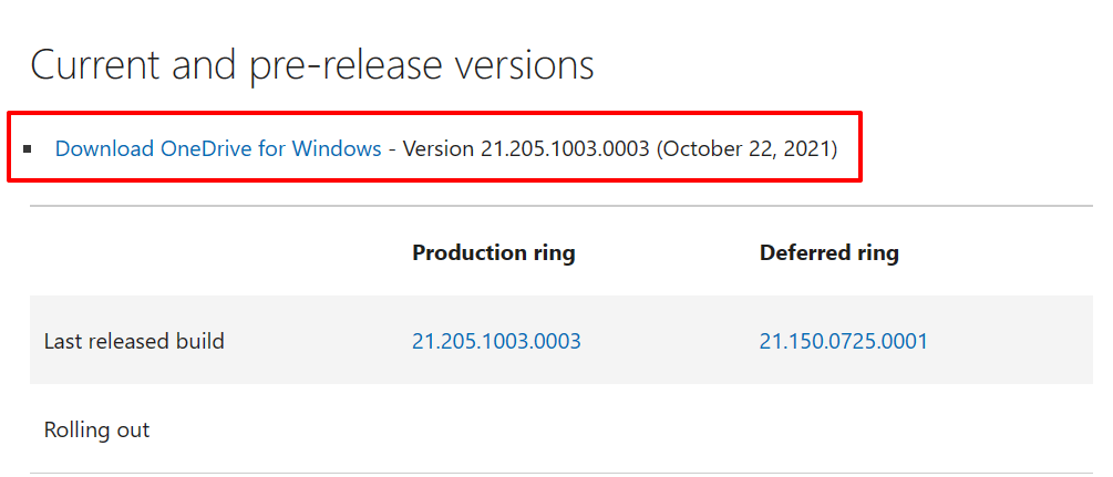 Update OneDrive Windows