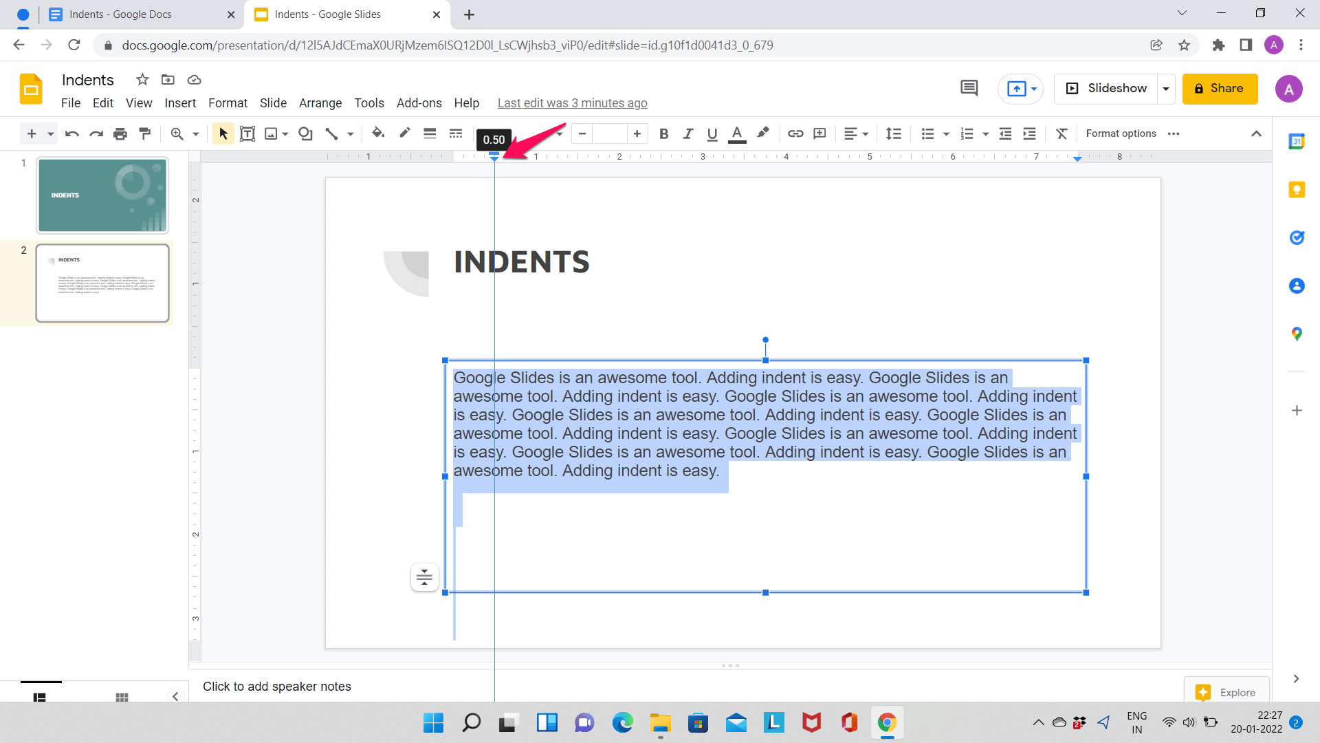 Use Ruler to Indent