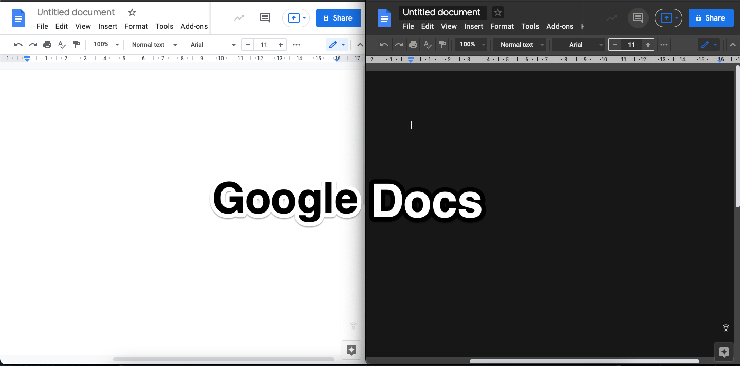 dark mode google docs desktop