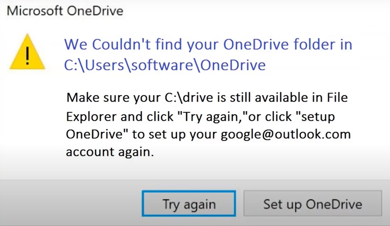 We Couldn’t Find Your OneDrive Folder