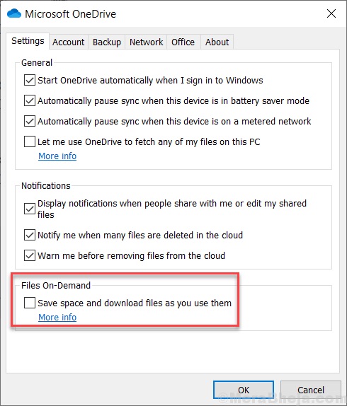 file on demand option is unchecked