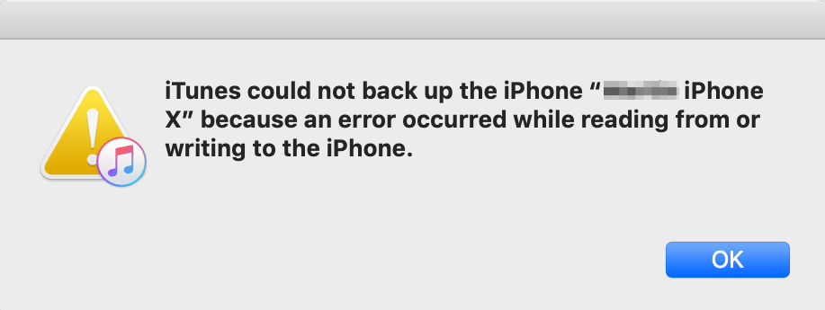 iTunes Could Not Back up the iPhone