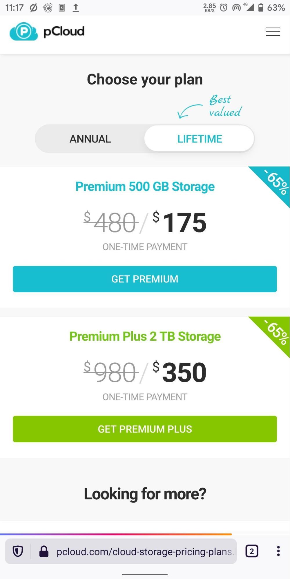 pCloud Price